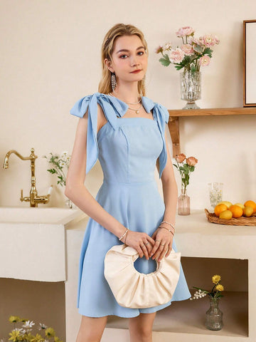 Women's Solid Color Shoulder Knot Cami Dress