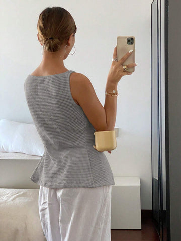 Frenchy Women's Solid Color Wide Strap Front Button Simple Casual Shirt