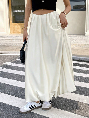 Frenchy Women's Solid Pleated Minimalist A-Line Skirt, Casual Everyday Wear