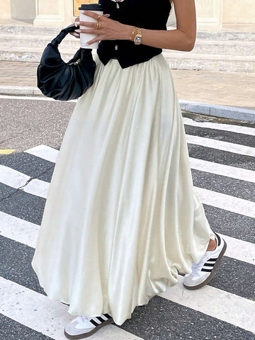 Frenchy Women's Solid Pleated Minimalist A-Line Skirt, Casual Everyday Wear