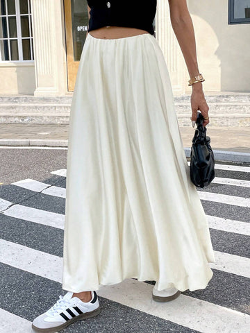 Frenchy Women's Solid Pleated Minimalist A-Line Skirt, Casual Everyday Wear