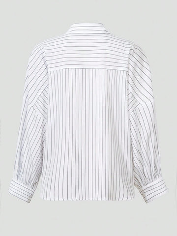 Frenchy Women's Spring/Summer Casual Striped Lantern Sleeve Blouse