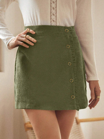 Frenchy Women's Straight Tube Skirt Frill Hem