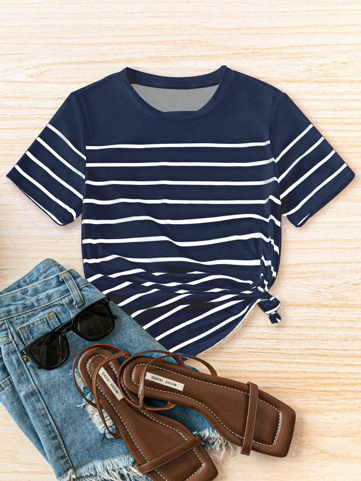 Frenchy Women's Striped Casual Tee, Versatile