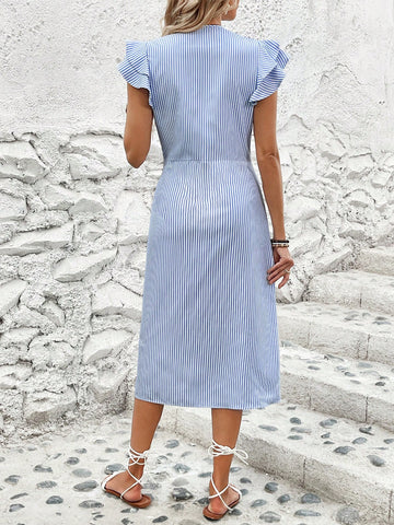 Women's Striped Flying Sleeve Dress