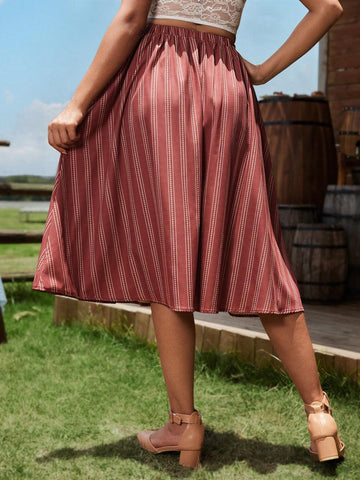 Frenchy Women's Striped Print Casual Tie-Waist Skirt