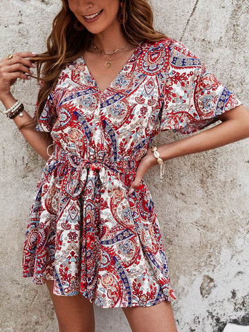 Women's Summer Vacation Paisley Print Beach Romper