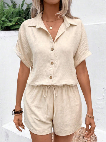 Women's Textured Tie Front Cardigan With Shorts Set