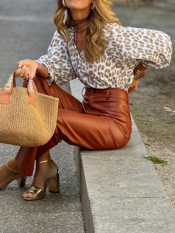 Frenchy Women's V-Neck All-Over Allover Print Casual Shirt, Summer Clothes