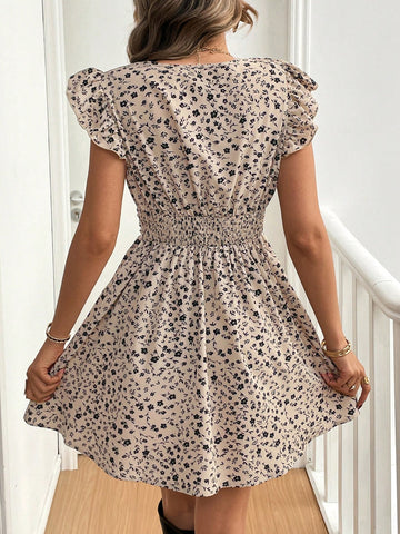Women's Vacation Leisure Micro Ditsy Floral Short Cap Sleeve Mini Dress