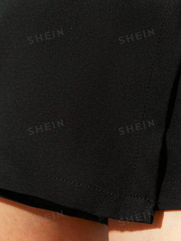 Frenchy Zipper Side Gold Button Detail Skort