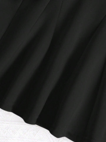 Kids Girls Young Girl Polo Collar Vintage Waisted Dress, High-End High-Quality Stylish A-Line Dress, Collegiate Style Elegant Dress