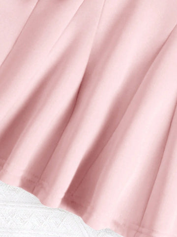 Kids Young Girl Polo Collar Vintage Waist Dress, High-End High-Quality Outfit, A-Line Dress