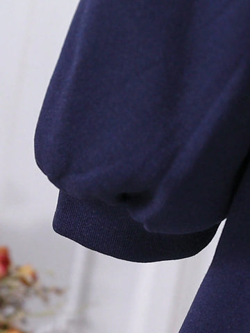 Young Girl & Young Girl Gray Doll Ruffle Collar Casual Dress, Cute, Fashionable, Versatile, Comfortable