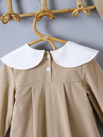 Girls Asymmetrical Collar Creative Design Casual Dress, Suitable For Everyday Casual Wear, Outdoor Activities, And Home