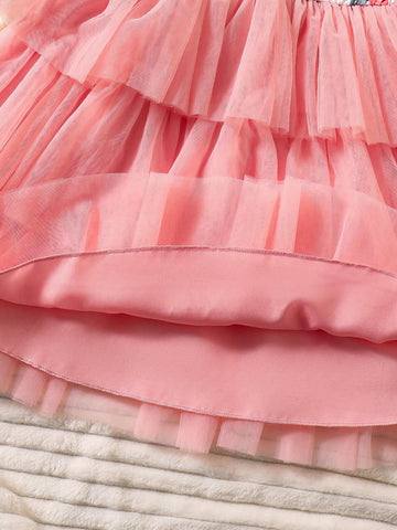 Girls Autumn Long Sleeve Princess Dress, Spring/Autumn Little Girls Cake Tulle Tutu Dress, Suitable As Birthday Gift, Party Outing And Holiday Wear