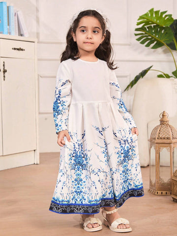 Girls' Blue Floral Summer Dress, Mommy And Me Matching Outfits (3 Pieces Sold Separately)