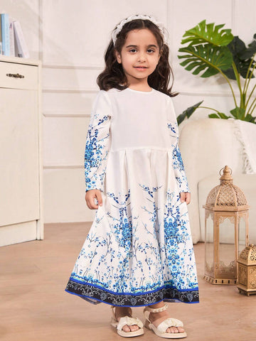 Girls' Blue Floral Summer Dress, Mommy And Me Matching Outfits (3 Pieces Sold Separately)