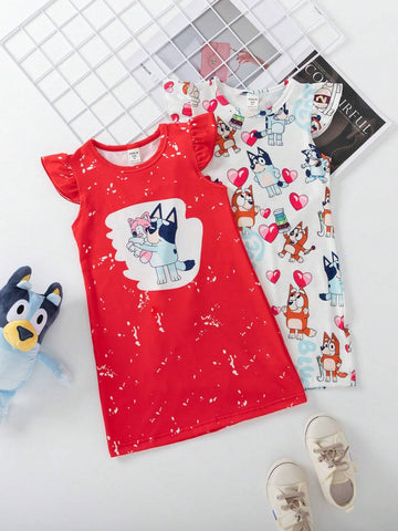 Girls' Cap Sleeve Dress, Casual And Comfortable, Spring And Summer
