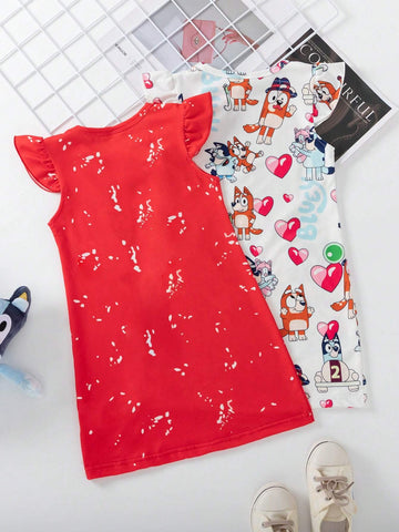 Girls' Cap Sleeve Dress, Casual And Comfortable, Spring And Summer