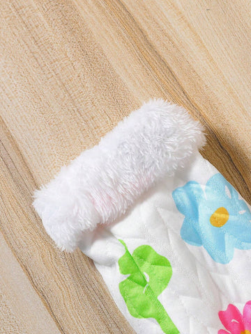 Girls Casual All-Match All-Match Cute Sweet Funny Hand-Painted Colorful Flower & Wheat Textured Thick Fleece Lined Hooded Jacket