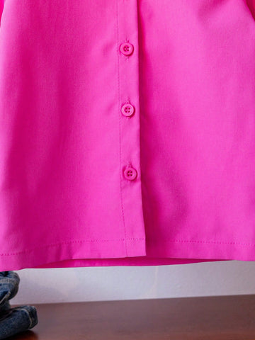 Girls Casual Basic Elegant College Style Pleated Ruffle Sleeve White Shirt Blouse, Suitable For Autumn, Winter