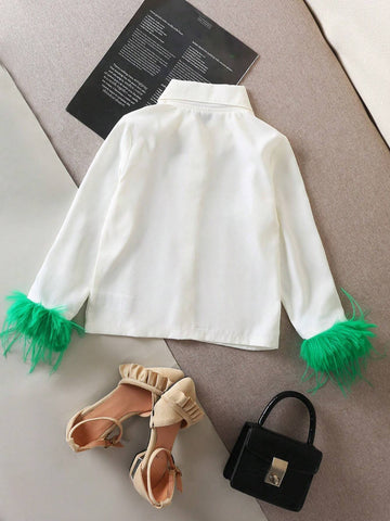 Girls Casual Elegant Personality Lapel Dolman Sleeve Solid Color Plush Minimalist Shirt