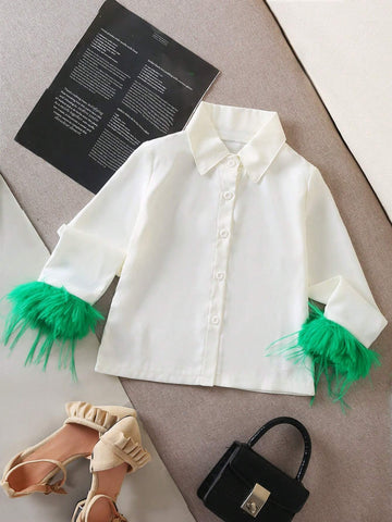 Girls Casual Elegant Personality Lapel Dolman Sleeve Solid Color Plush Minimalist Shirt