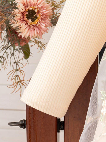 Girls Children Autumn New Thin Mesh Fabric Dress, Exquisite Embroidery Decor, Round Neck Long Sleeve Design