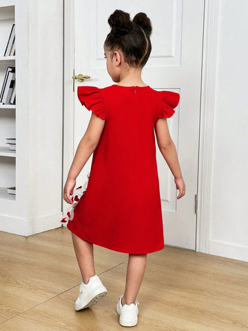 Girls' Cute Heart Shaped Creative Original Fashionable Party Dress For Valentine's Day