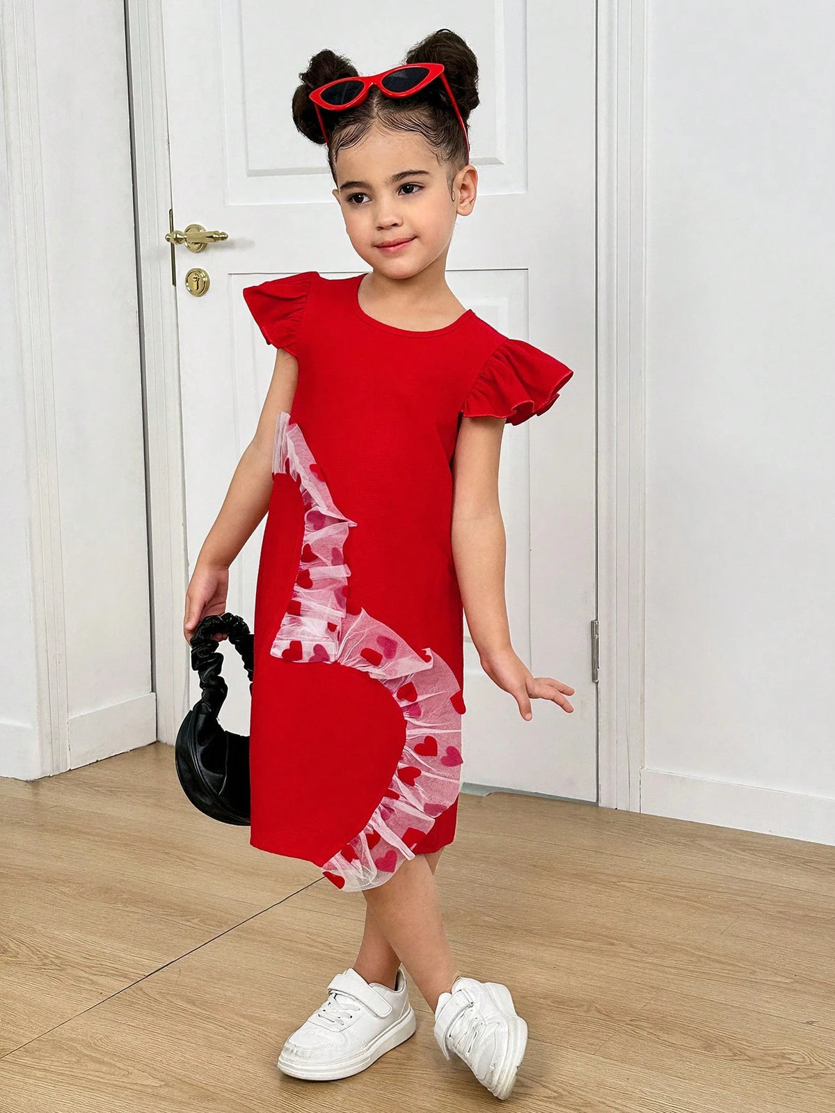 Girls' Cute Heart Shaped Creative Original Fashionable Party Dress For Valentine's Day