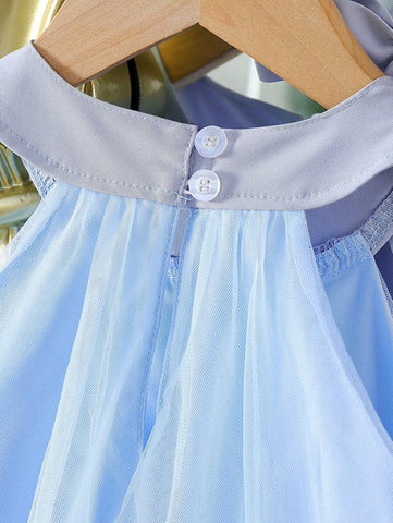 Girls Elegant 3D Floral, Bow-Knot Decor Loose Casual Princess Dress