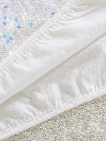 Girls Sequin Embroidery Ruffled Sleeve Christmas Dress, Elegant For Holiday Party, Autumn/Winter