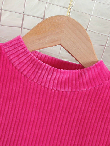 Girls Solid Color Stand Collar Long Sleeve Bowknot Casual Dress, Autumn/Winter