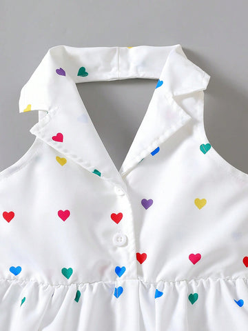 Girls Summer New Style Fashion Polo Collar Halter Backless Waist Dress