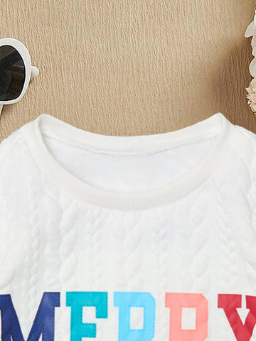 Girls Sweatshirt, New Autumn/Winter Crew Neck Pullover, Fashion Colorful Letter Print, Padded Trapezoid Fabric, Stylish & Comfortable