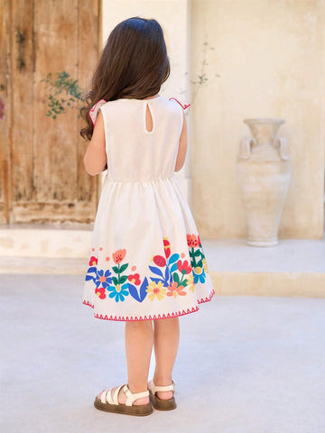 Girls' (Toddler) Colorful Floral Beach Vacation Dress