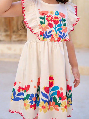 Girls' (Toddler) Colorful Floral Beach Vacation Dress