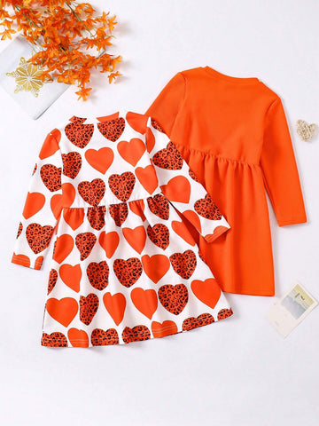 Girls Velvet Floral Print Long Sleeve Dress, Elegant For Party In Autumn & Winter