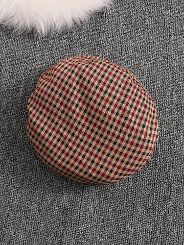 Girls Young Girl Puff Sleeve Knit Ribbed Sweater Top And Woven Plaid Hemline Casual Dress With Hat, Elegant Lady Style, Autumn/Winter