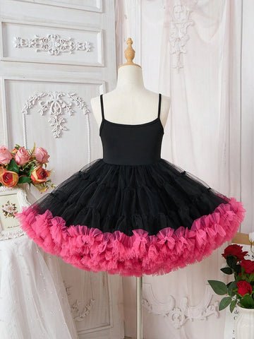 Glamorique Kids Girls' Christmas Puff Skirt With Big Bow Design And Sequin Decor, Festive Atmosphere With Childlike Charm