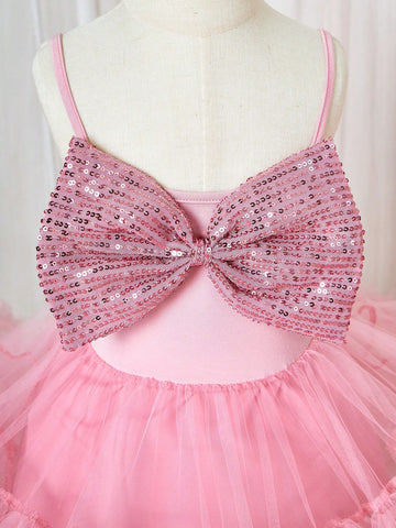 Glamorique Kids Girls' Christmas Tutu Skirt With Large Bow Design And Sequin Decoration, Festive & Playful