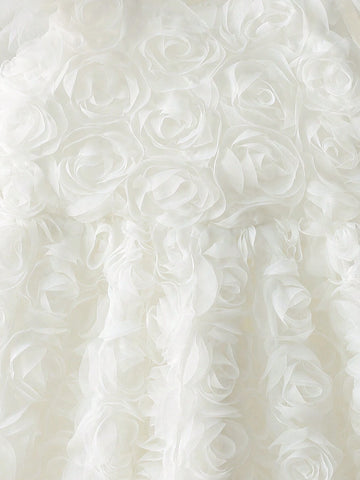 Kids Girls Elegant 3D Floral Embroidery Cap Sleeve Dress