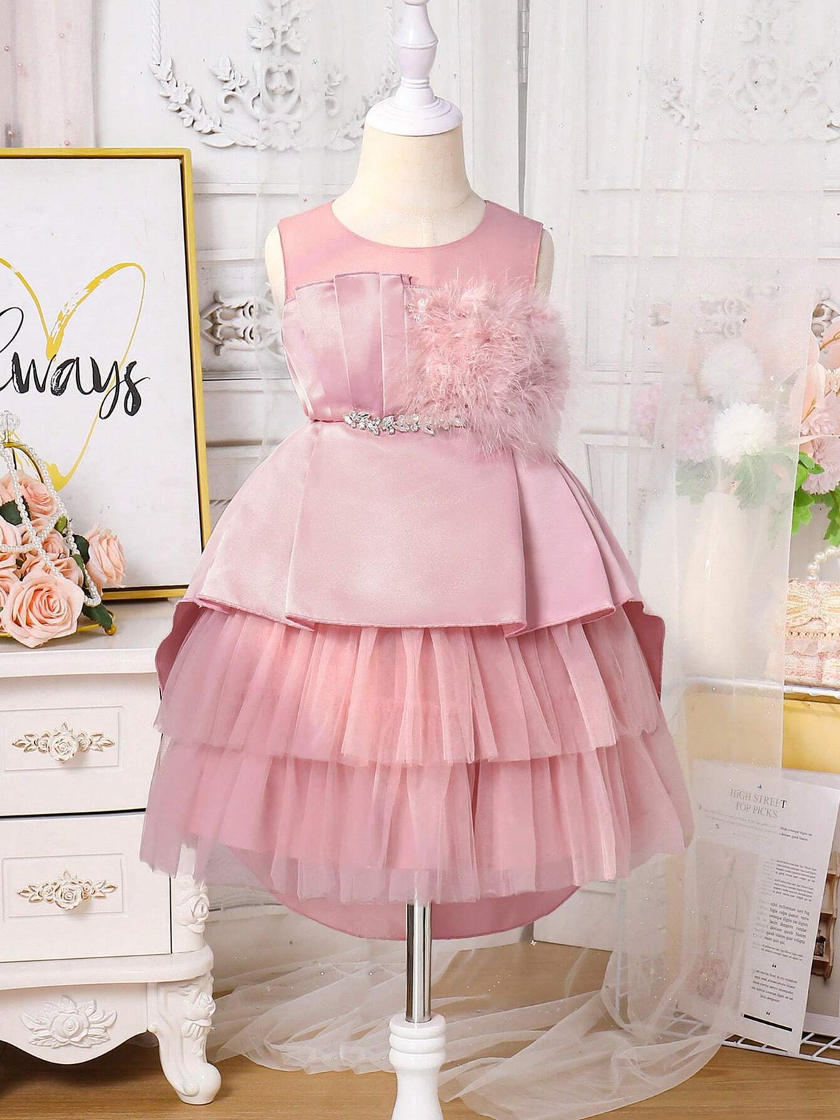 Gorgeous Multilayer Mesh Tulle Fuchsia Dress For Young And Toddler Girls, Ideal For Parties And Special Moments