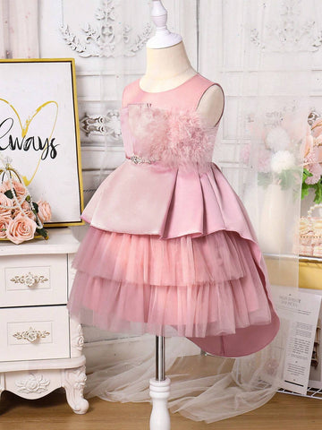 Gorgeous Multilayer Mesh Tulle Fuchsia Dress For Young And Toddler Girls, Ideal For Parties And Special Moments