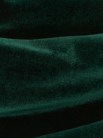 Halloween Girl Outfit; Christmas 2pcs Young Girl Fashionable Minimalist Christmas Sleeveless Round Neck Red & White Patchwork Dress