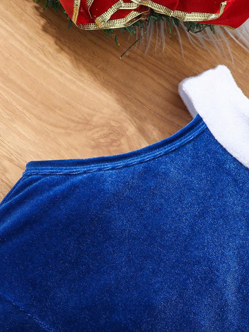 alloween Girls Outfits: 2pcs Christmas Outfit For Little Girls - Solid Color Round Neck Sleeveless Dress