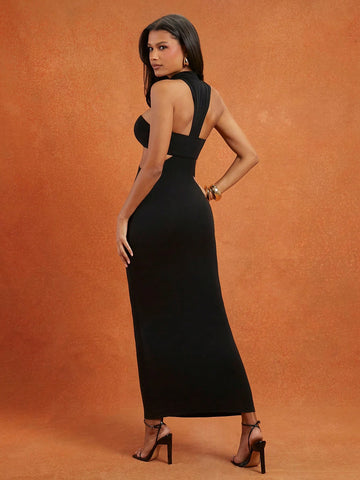 2 Piece High Neck Cut Out Maxi Dress