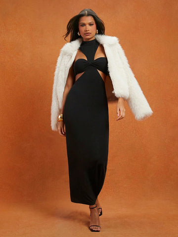 2 Piece High Neck Cut Out Maxi Dress