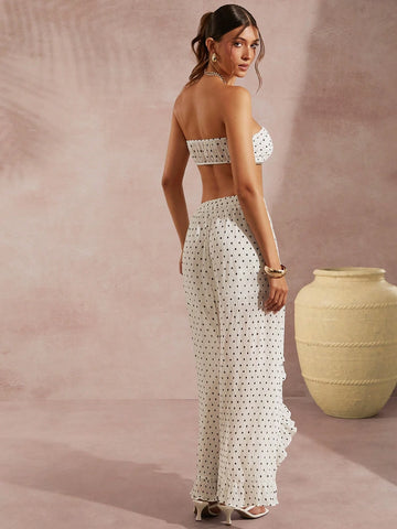 Bandeau Tube Top & Ruffle Pants Set